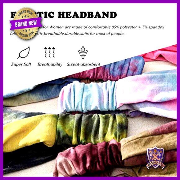 8 Pack Boho Headbands Wide Turban Wrap Elastic Hair Accessories Women main image 5